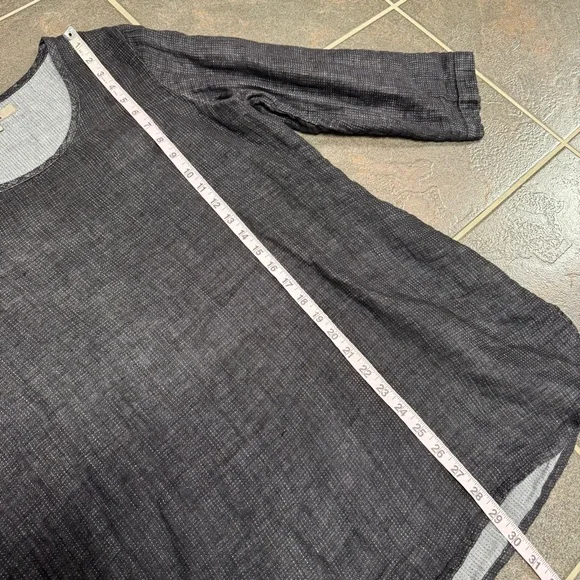 Flax Soft Tunic 3/4 Sleeves 100% Linen Grey Gray Small - Picture 11 of 14